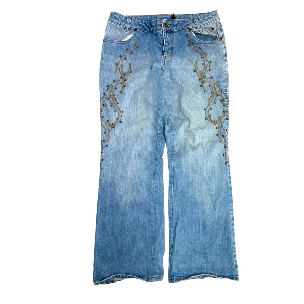 🎉HP🎉Harley Davidson Studded and Embroidered Flames Ladies Petite Jeans